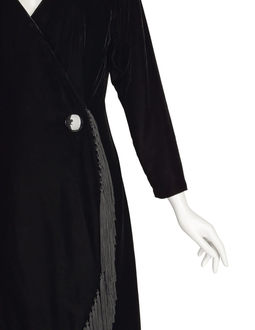 Givenchy Vintage Black Silk Velvet Tassel Fringe Wrap Dress Amarcord Vintage Fashion Givenchy Vintage Black Silk Velvet Tassel Fringe Wrap Dress Amarcord Vintage Fashion
