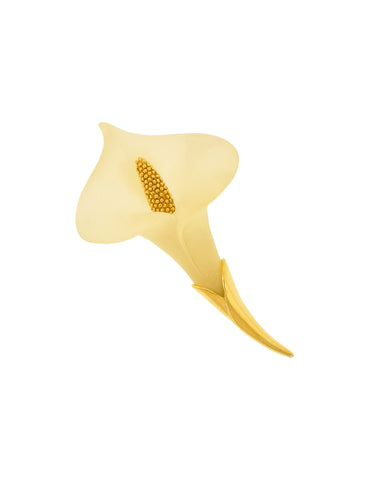 Givenchy Vintage Frosted Glass and Gold Calla Lily Brooch Pin