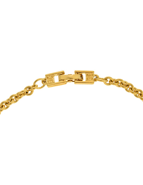 Givenchy Vintage Gold Rhinestone Feather Choker Necklace