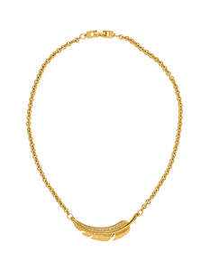 Givenchy Vintage Gold Rhinestone Feather Choker Necklace
