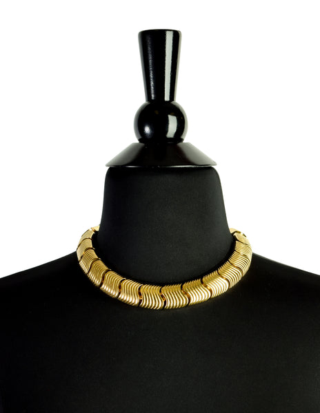 Givenchy Vintage Gold Wave Link Choker Necklace