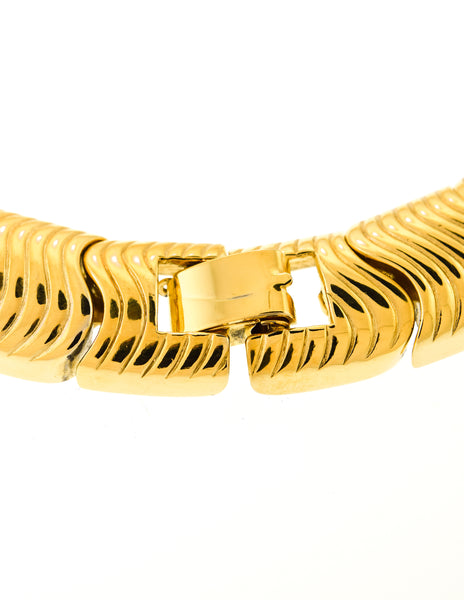 Givenchy Vintage Gold Wave Link Choker Necklace