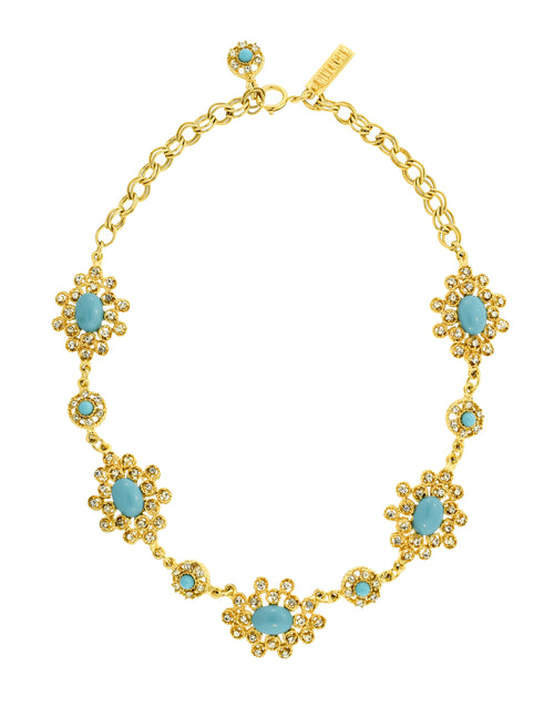 Givenchy Vintage 1960s Gold Rhinestone and Turquoise Cabochon