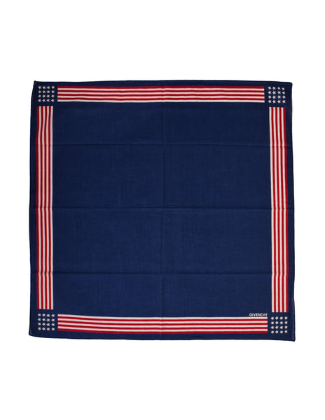 Givenchy Vintage Red White and Blue Stars and Stripes Americana Cotton Bandana Scarf