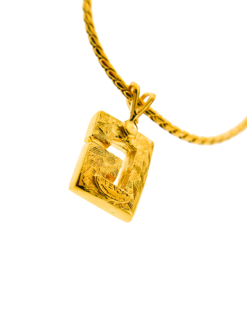 Givenchy Vintage Gold Rhinestone G Logo Charm Necklace – Amarcord