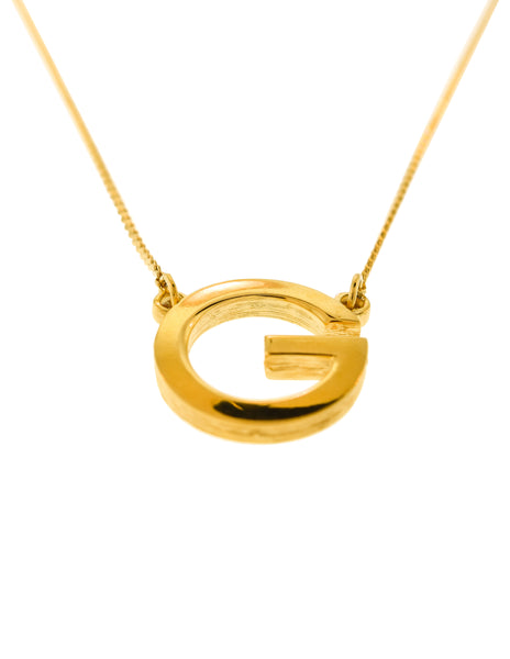 Givenchy Vintage Gold Rounded Letter G Logo Charm Necklace
