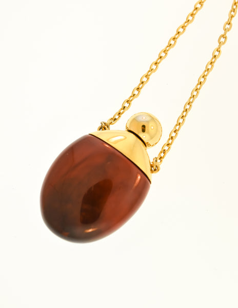 Givenchy Vintage 1977 Brown and Gold Perfume Bottle Necklace