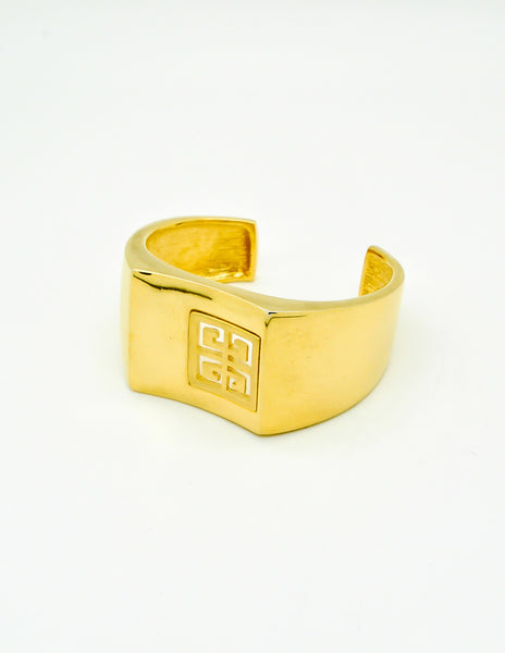 Givenchy Vintage Gold Logo Cuff Bracelet - Amarcord Vintage Fashion
 - 2