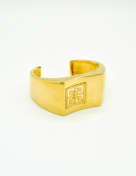Givenchy Vintage Gold Logo Cuff Bracelet - Amarcord Vintage Fashion
 - 3