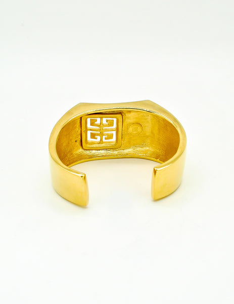 Givenchy Vintage Gold Logo Cuff Bracelet - Amarcord Vintage Fashion
 - 4