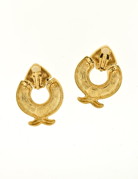 Givenchy Vintage Gold Dangle Fish Earrings