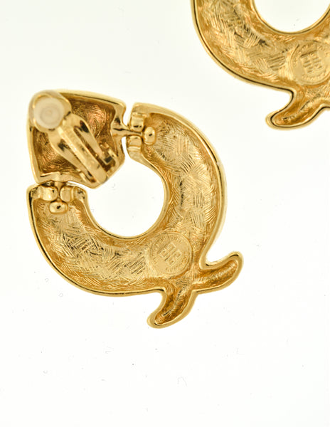 Givenchy Vintage Gold Dangle Fish Earrings
