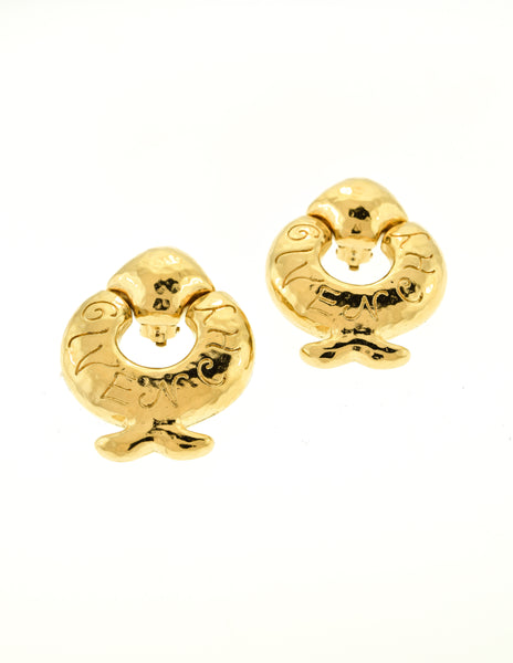 Givenchy Vintage Gold Dangle Fish Earrings