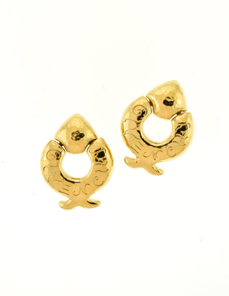 Givenchy Vintage Gold Dangle Fish Earrings