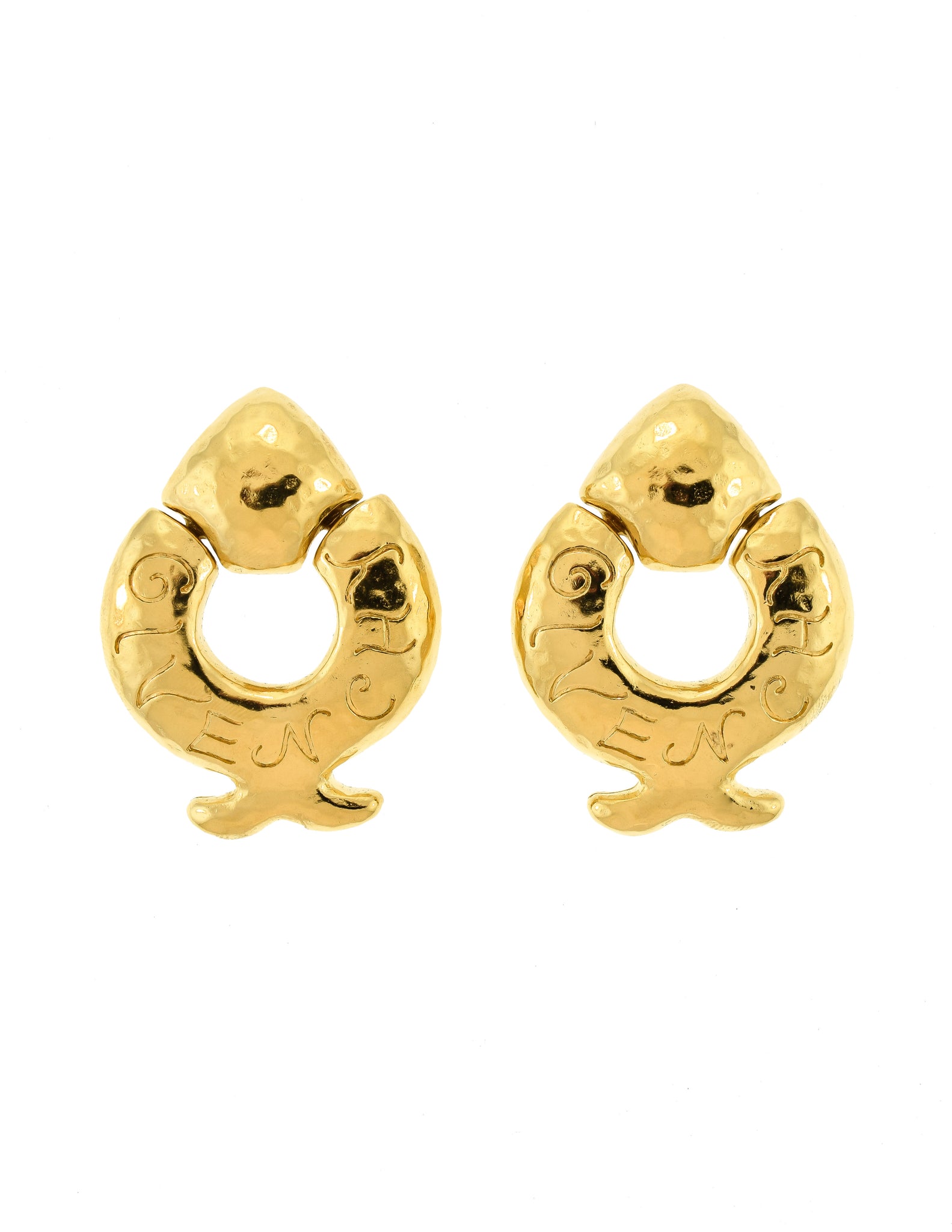 Givenchy Vintage Gold Dangle Fish Earrings