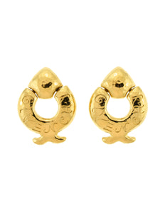Givenchy Vintage Gold Dangle Fish Earrings