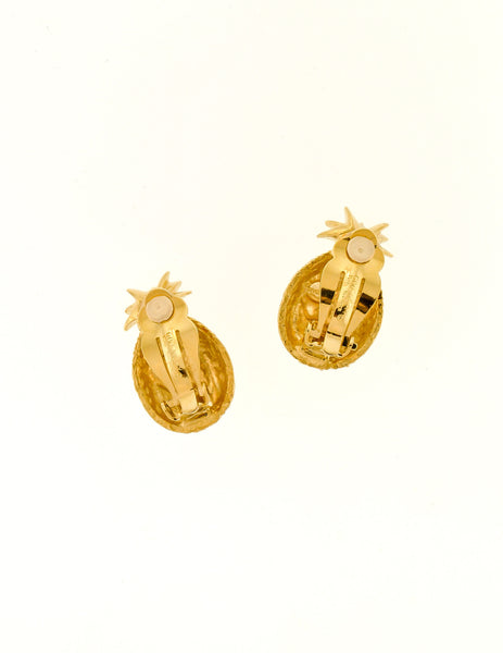 Givenchy Gold Rhinestone Pineapple Earrings
