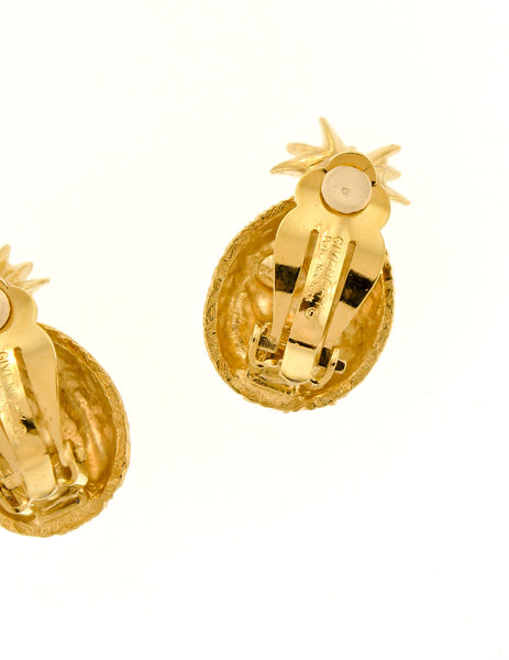 Givenchy Gold Rhinestone Pineapple Earrings