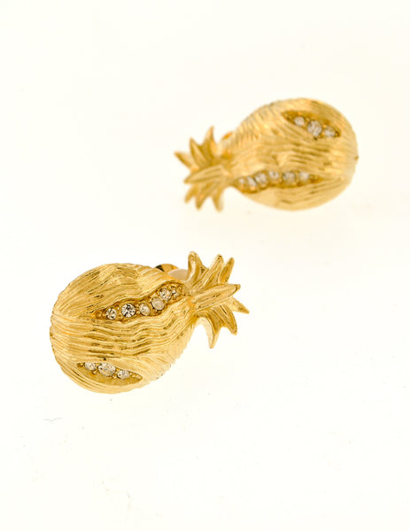 Givenchy Gold Rhinestone Pineapple Earrings