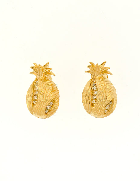 Givenchy Gold Rhinestone Pineapple Earrings