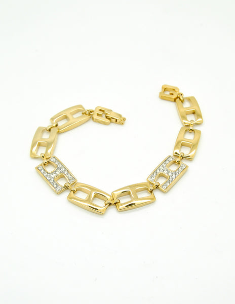 Givenchy Gold Rhinestone Link Bracelet