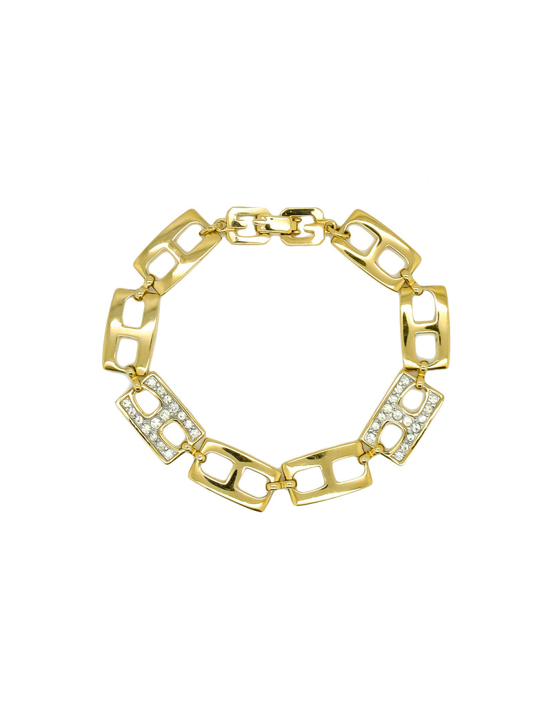 Givenchy Gold Rhinestone Link Bracelet Amarcord Vintage Fashion