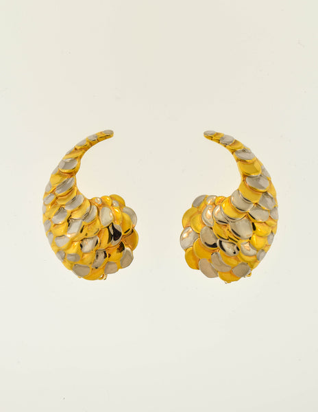 Givenchy Vintage Silver and Gold Scale Earrings