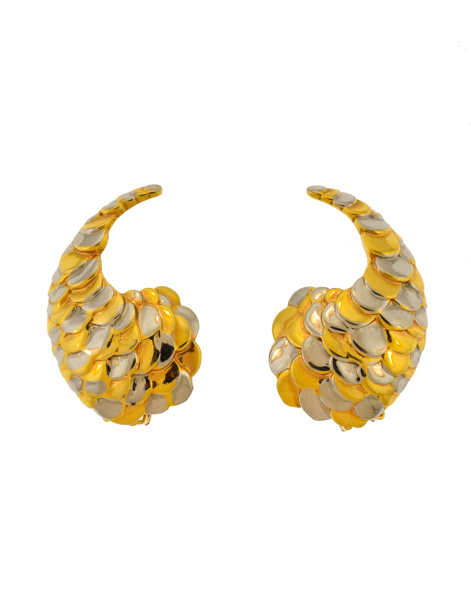 Givenchy Vintage Silver and Gold Scale Earrings