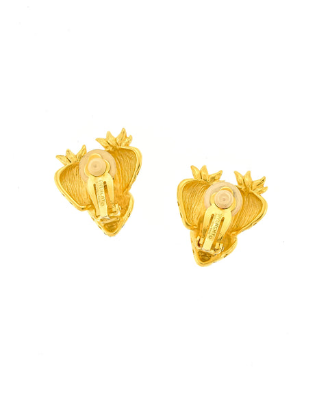 Givenchy Vintage Gold Strawberry Earrings - Amarcord Vintage Fashion
 - 5
