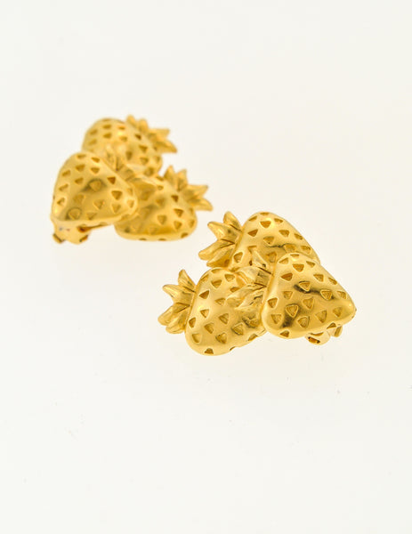 Givenchy Vintage Gold Strawberry Earrings - Amarcord Vintage Fashion
 - 3