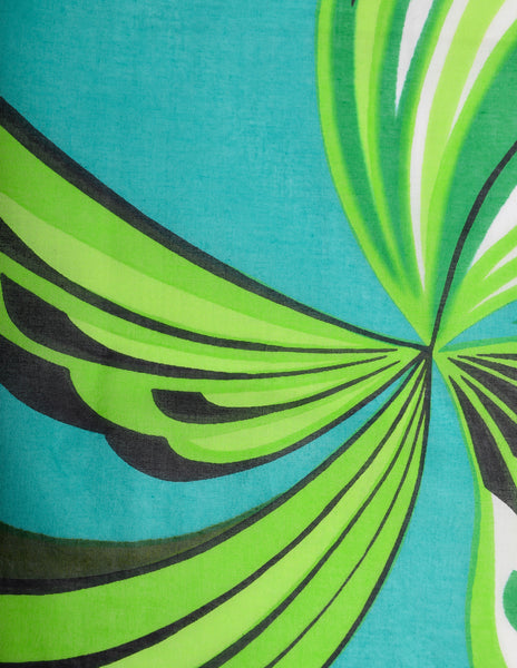 Givenchy Vintage Green Floral Cotton Scarf