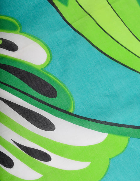 Givenchy Vintage Green Floral Cotton Scarf
