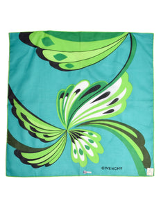 Givenchy Vintage Green Floral Cotton Scarf