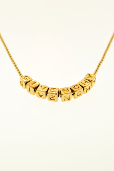 Givenchy Vintage Namesake Letter Charms Gold Necklace