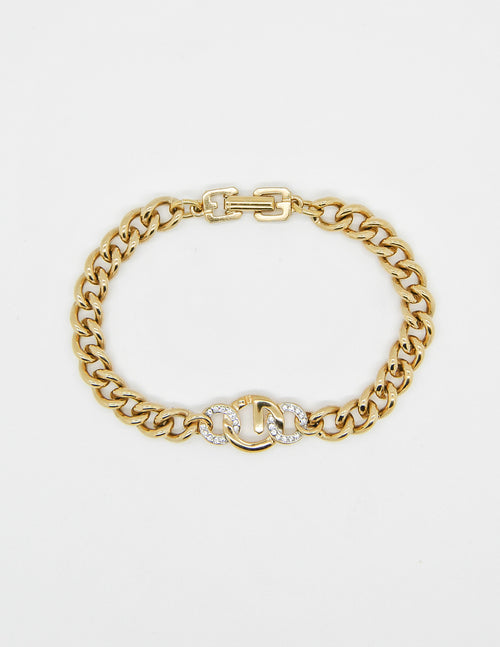 Givenchy Vintage Gold Chain Link Logo Bracelet Amarcord Vintage