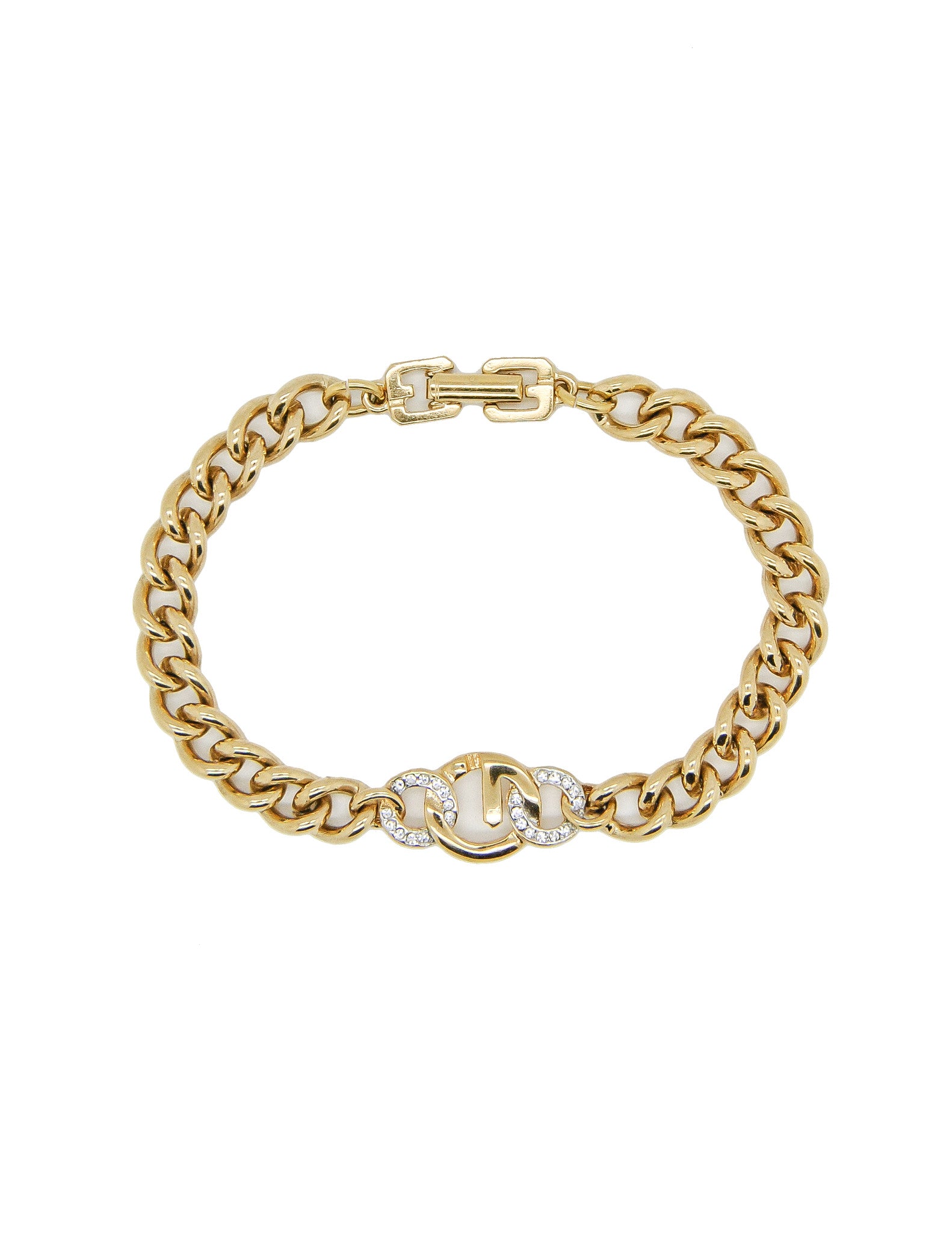 Givenchy Vintage Gold Chain Link Logo Bracelet