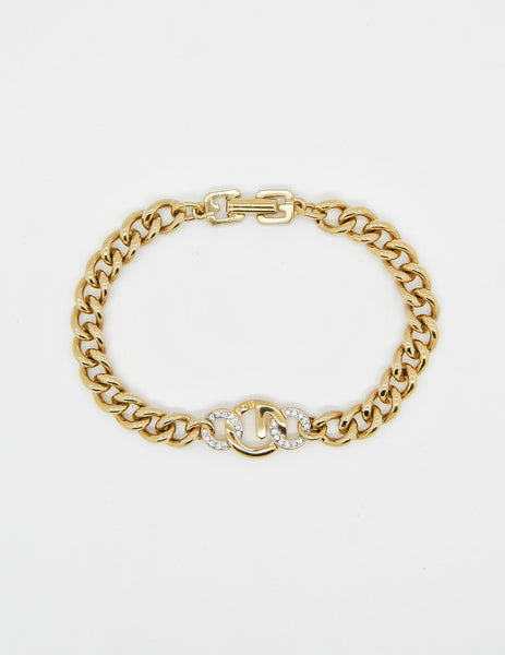 Givenchy Vintage Gold Chain Link Logo Bracelet