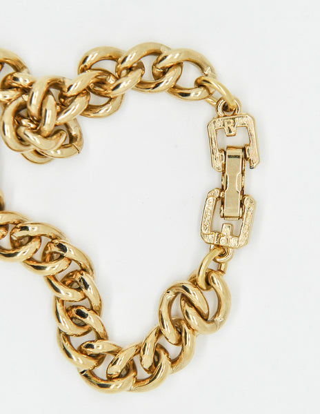 Givenchy Vintage Gold Chain Link Logo Bracelet