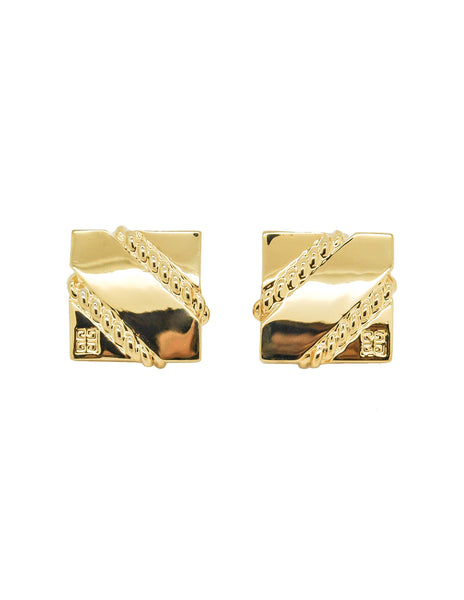 Givenchy Vintage Gold Square Logo Earrings - Amarcord Vintage Fashion
 - 1