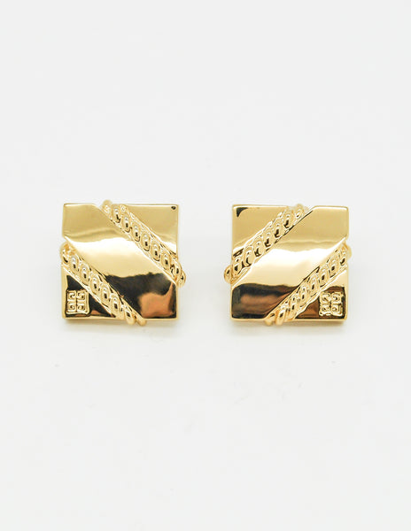 Givenchy Vintage Gold Square Logo Earrings - Amarcord Vintage Fashion
 - 2