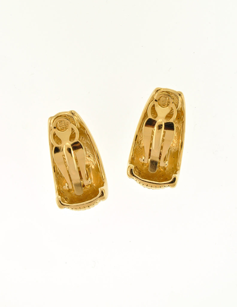 Givenchy Vintage Gold Logo Half Hoop Earrings Amarcord Vintage Fashion
