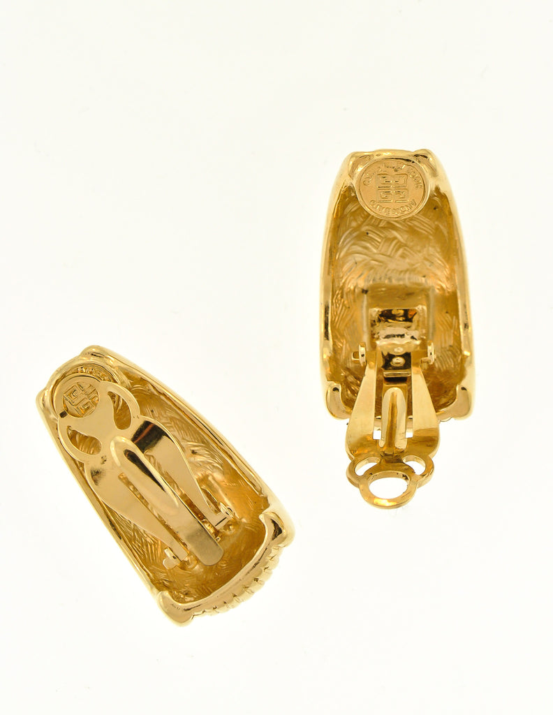 Givenchy Vintage Gold Logo Half Hoop Earrings Amarcord Vintage