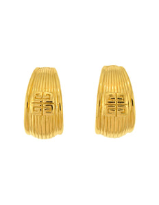 Givenchy Vintage Gold Logo Half-Hoop Earrings