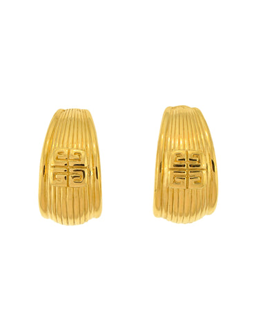 Givenchy Vintage Gold Logo Half-Hoop Earrings