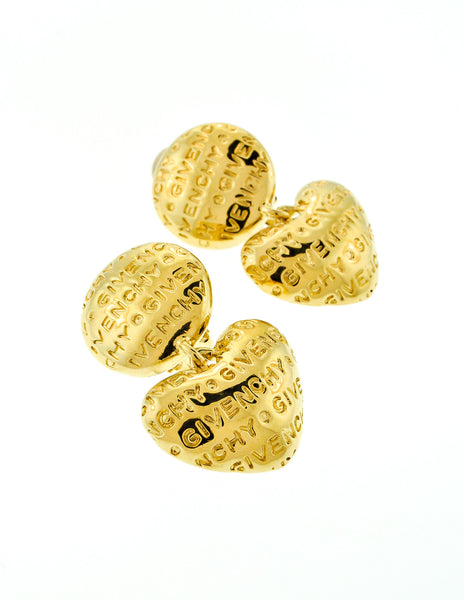 Givenchy Vintage Heart Shaped Dangle Earrings