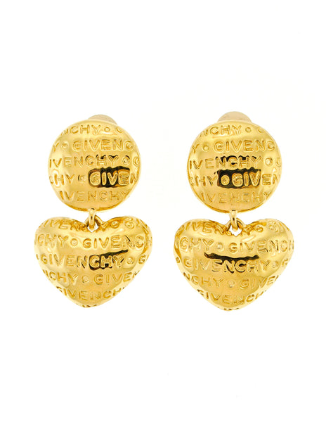 Givenchy Vintage Heart Shaped Dangle Earrings