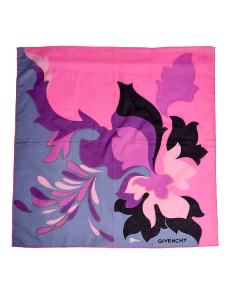 Givenchy Vintage Pink Floral Cotton Scarf