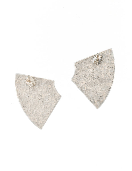 Givenchy Vintage Pale Pink Enamel Silver Rhinestone Earrings