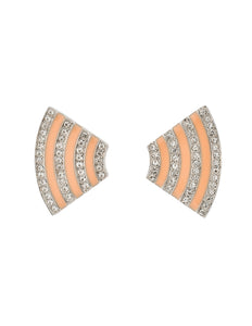 Givenchy Vintage Pale Pink Enamel Silver Rhinestone Earrings