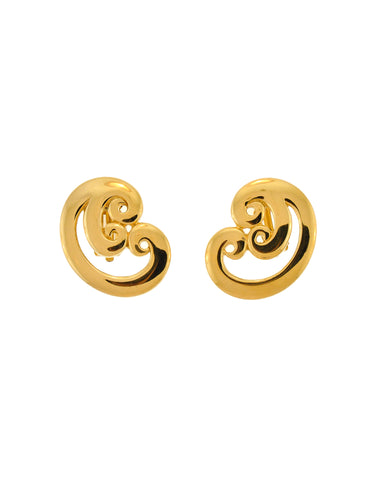 Givenchy Vintage Gold Swirl Earrings
